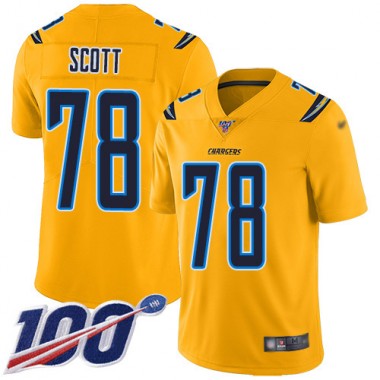 Los Angeles Chargers NFL Football Trent Scott Gold Jersey Men Limited #78 100th Season Inverted Legend